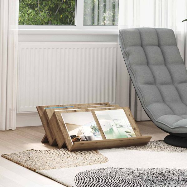 vidaXL Regał na gazety z p&oacute;łką Dąb rzemieślniczy 65 x 53 x 28,5 cm