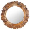 vidaXL Lustro ścienne, 60 cm, tekowe, okrągłe