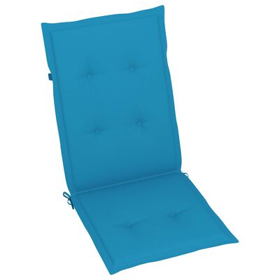 vidaXL Krzesła ogrodowe z niebieskimi poduszkami, 2 szt., tekowe