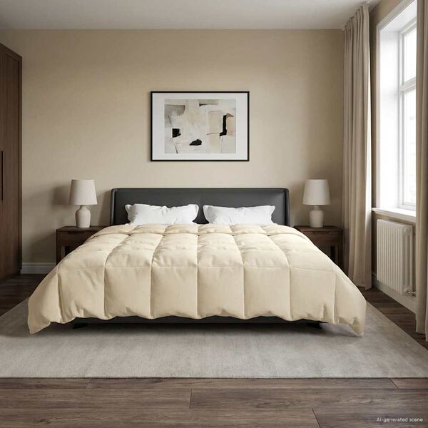 vidaXL Zimowa Kołdra Kwiłtowany Kremowy 240 x 260 cm Mikrofibra