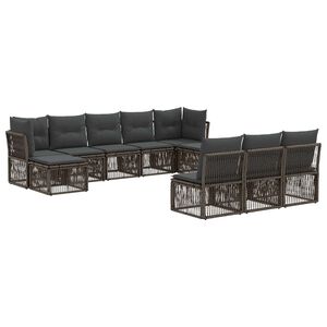 vidaXL Zestaw Sof na Ogr&oacute;d 10 pcs Szary polirattan