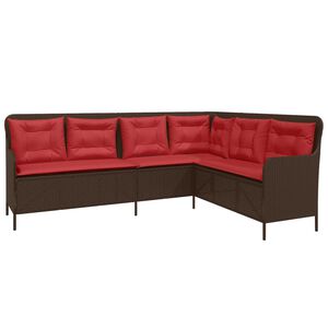 vidaXL Sofa ogrodowa z poduszkami w kształcie litery L, brązowa, z polirattanu