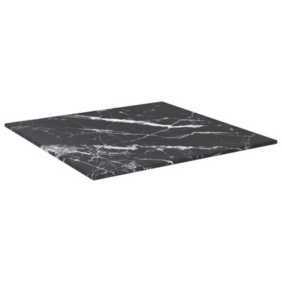 vidaXL Blat stołu, czarny, 40x40 cm, 6 mm, szkło ze wzorem marmuru