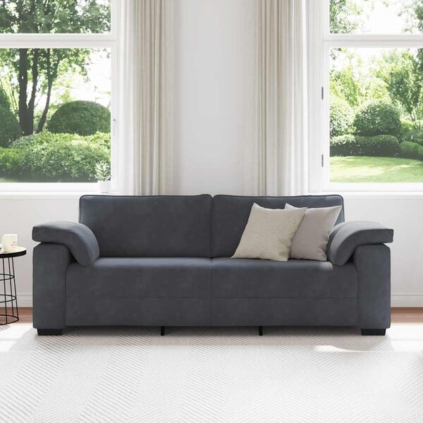 vidaXL Sofa 3-osobowa, ciemnoszara, 178 cm, obita aksamitem