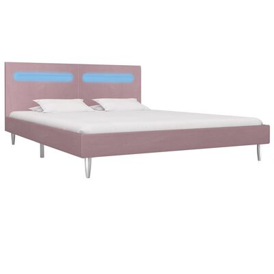vidaXL Rama łóżka z LED, różowa, tapicerowana tkaniną, 160 x 200 cm