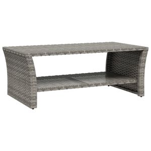 vidaXL Stolik kawowy, szary, 100x50x40 cm, polirattan