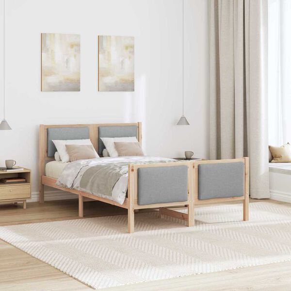 vidaXL Ramka ł&oacute;żka Z zagł&oacute;wkiem Jasnoszary 120 x 190 cm tkanina