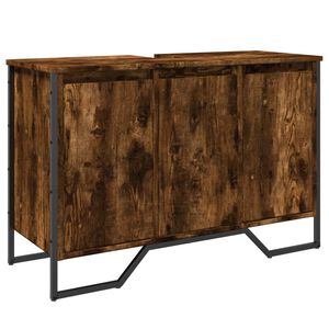vidaXL Szafka pod umywalkę, przydymiony dąb, 91x35x60 cm