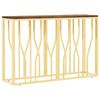 vidaXL Stolik konsolowy, złoty, stal nierdzewna i drewno z odzysku
