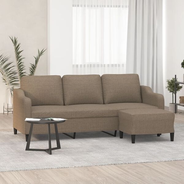 vidaXL 3-osobowa sofa z podn&oacute;żkiem, taupe, 180 cm, tkaniną
