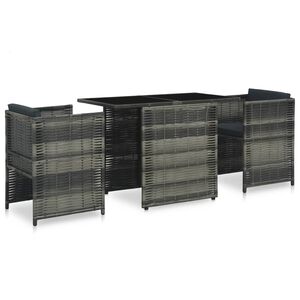 vidaXL 3-cz. zestaw mebli bistro z poduszkami, rattan PE, szary