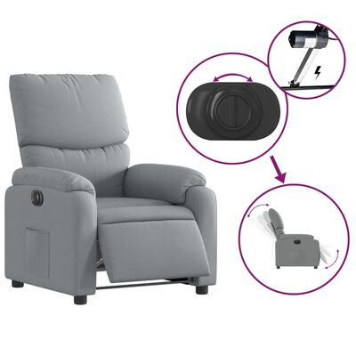 vidaXL Elektryczny fotel rozkładany, jasnoszary, obity tkaniną