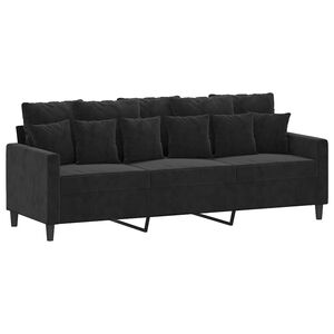 vidaXL Sofa 3-osobowa, czarny, 180 cm, tapicerowana aksamitem