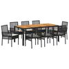 vidaXL Zestaw do jadalni w ogrodzie 9 pcs Czarny polirattan