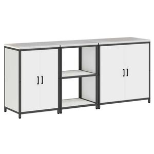 vidaXL Zestaw do przechowywania w kuchni z p&oacute;łką Inny 3 pcs Biały Stal