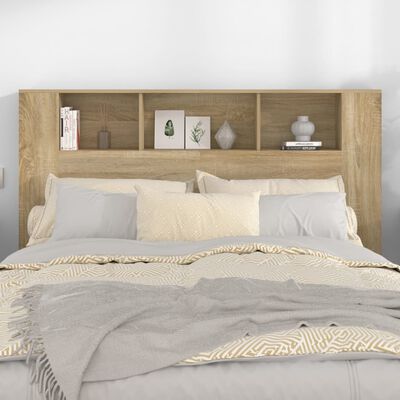 vidaXL Wezgłowie łóżka z półkami, dąb sonoma, 160x18,5x104,5 cm
