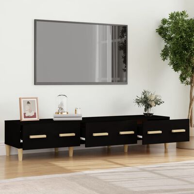vidaXL Szafka pod TV, czarna, 150x34,5x30 cm, materiał drewnopochodny