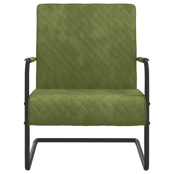 vidaXL Krzesło wspornikowe, jasnozielone, obite aksamitem