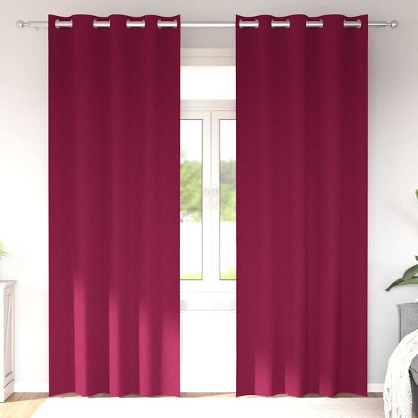 vidaXL Firany blackout z k&oacute;łkami 2 pcs Czerwone wino 245 x 140 cm