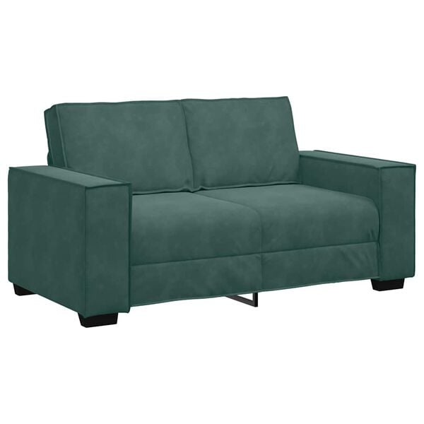 vidaXL Sofa 2-osobowa, ciemnozielona, 160x78x84 cm, tapicerowana aksamitem