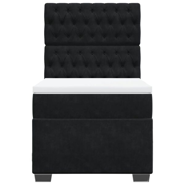 vidaXL Ł&oacute;żko kontynentalne z materacem, czarne, aksamit 90x190 cm