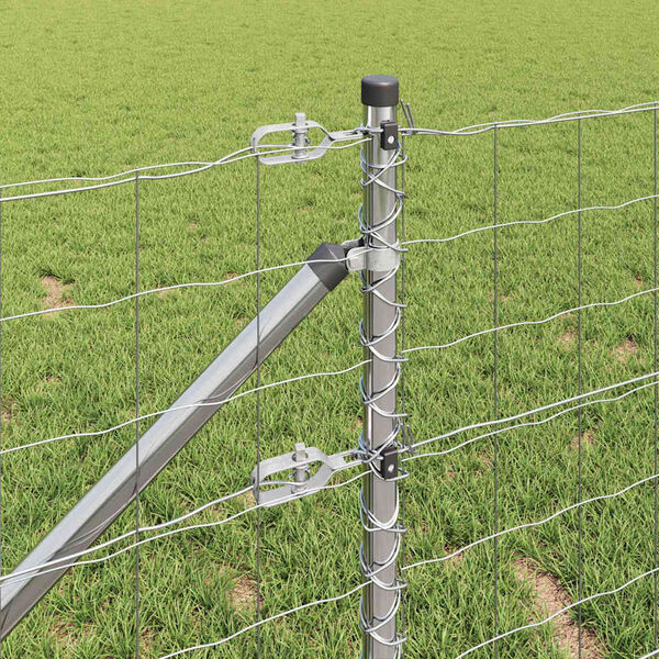 vidaXL Ogrodzenie z słupkiem Srebrny 1 x 25 m Stal