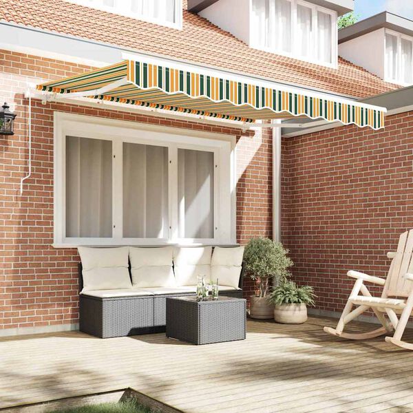 vidaXL Materiał zapasowy do markizy Zielony i ż&oacute;łty 280 x 245 cm