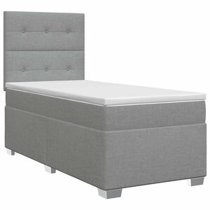 vidaXL Ł&oacute;żko kontynentalne z materacem jasnoszary 80 x 200 cm tkanina