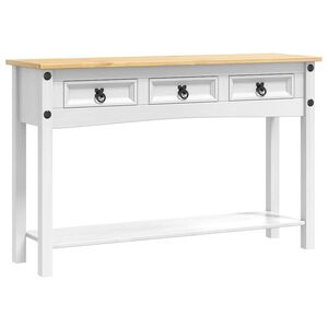vidaXL Stolik końcowy z szufladą Corona Biały 114 x 34,5 x 73 cm
