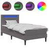 vidaXL Ramka ł&oacute;żka z paskami LED Szary 90 x 190 cm Ekosk&oacute;ra