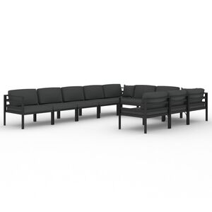 vidaXL 10-cz. zestaw mebli ogrodowych, poduszki, aluminium, antracyt