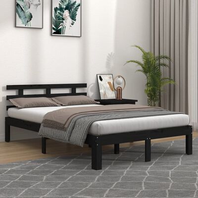 vidaXL Rama łóżka, czarna, lite drewno, 180x200 cm, Super King