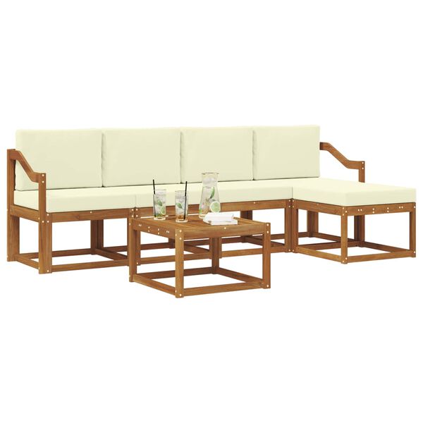 vidaXL Zestaw sof na zewnątrz z poduszką 6 pcs Naturalny i Kremowy