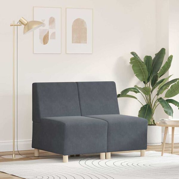 vidaXL Modułowa sofa bez podłokietnik&oacute;w 2 pcs Ciemnoszary