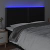 vidaXL Zagł&oacute;wek do ł&oacute;żka z LED, czarny, 200x5x118/128 cm, tkanina