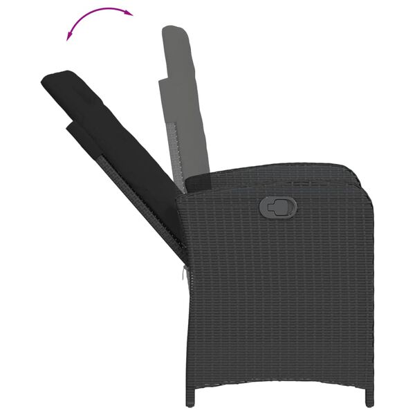 vidaXL 5-cz. zestaw mebli ogrodowych z poduszkami, czarny, polirattan