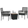 vidaXL Zestaw Bistro Ogrodowego 3 pcs Czarny Polirattan