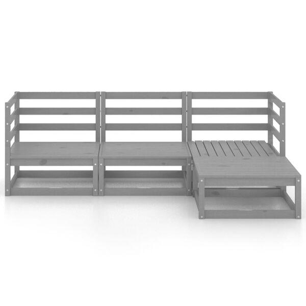 vidaXL 4-cz. zestaw mebli wypoczynkowych do ogrodu, szary, sosnowy