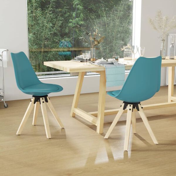 vidaXL Obrotowe krzesła stołowe, 2 szt., turkusowe, PP