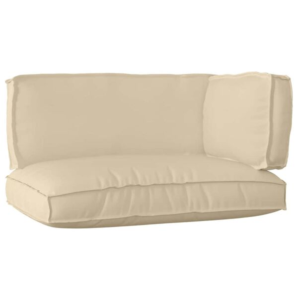 vidaXL Zestaw poduszek na paletę 3 pcs Beżowy Materiał Oxford