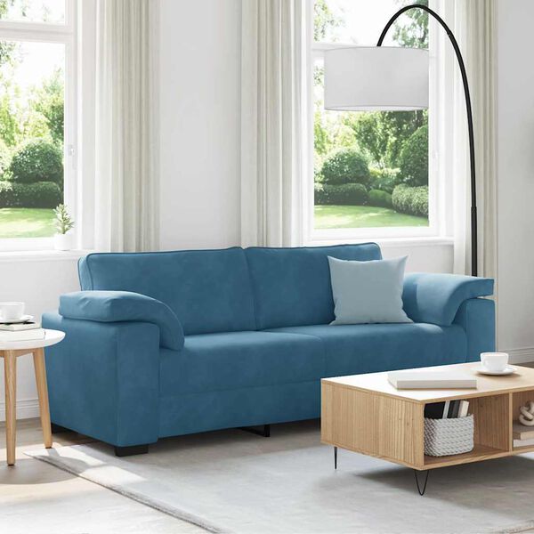 vidaXL Sofa 3-osobowa, niebieska 220x77x82 cm, aksamit