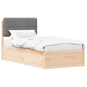vidaXL Ramka ł&oacute;żka z tapicerowanym wezgłowiem Jasnoszary 100 x 200 cm