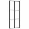 vidaXL Drzwi przesuwne, szkło ESG i aluminium, 76x205 cm, czarne