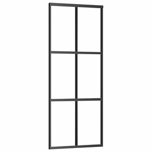vidaXL Drzwi przesuwne, szkło ESG i aluminium, 76x205 cm, czarne