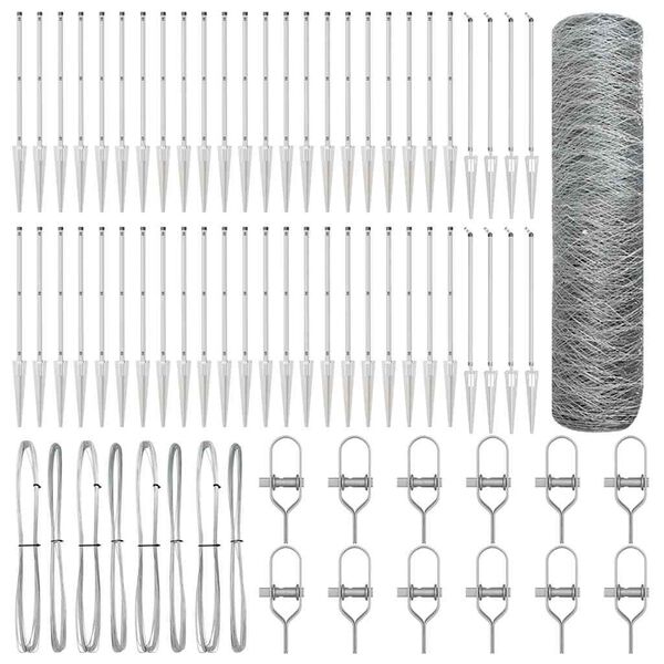 vidaXL Słupek ogrodzeniowy. Srebrny 100 x 0,5 m (siatka 36 mm) Stal