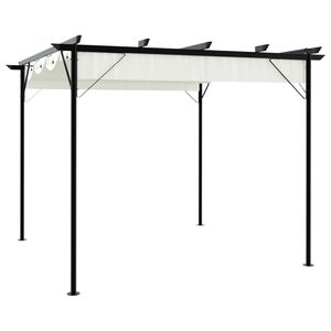vidaXL Pergola ze zwijanym dachem, śmietankowa, 3x3 m, stalowa