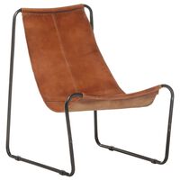 vidaXL Krzesło wypoczynkowe, brązowe, skóra naturalna