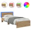 vidaXL Ramka ł&oacute;żka z paskami LED Dąb rzemieślniczy 100 x 200 cm