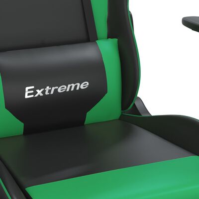 vidaXL Fotel gamingowy, czarno-zielony, sztuczna skóra