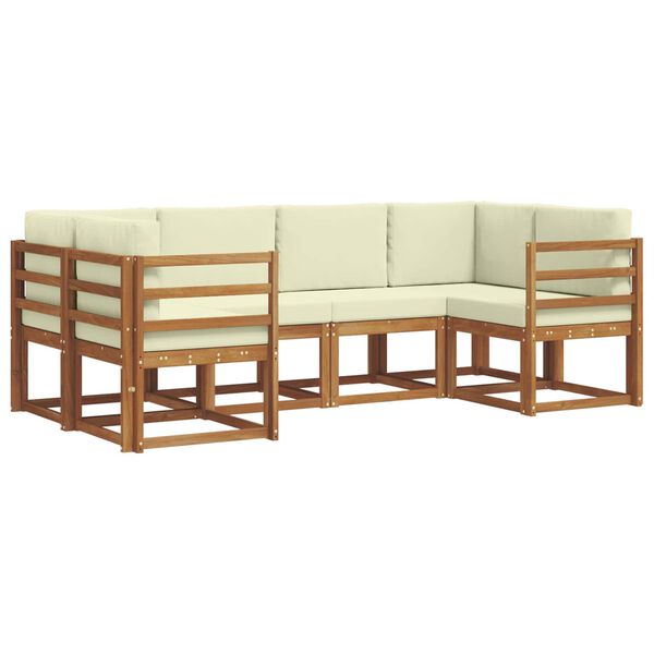 vidaXL Zestaw sof na zewnątrz z poduszką 6 pcs Naturalny i Kremowy